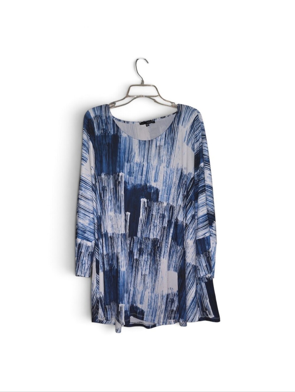 Women's Blue Brushstroke Print Tunic Top